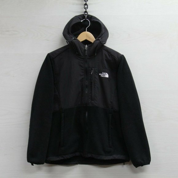The North Face Denali Fleece Jacket Size Womens Medium Black Full Zip Hooded TNF - Picture 1 of 4